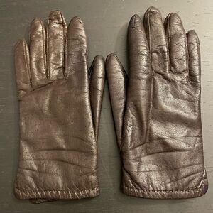 Vintage 1950s/1960s Brown Leather Fur Lined Women’s Ladies Gloves